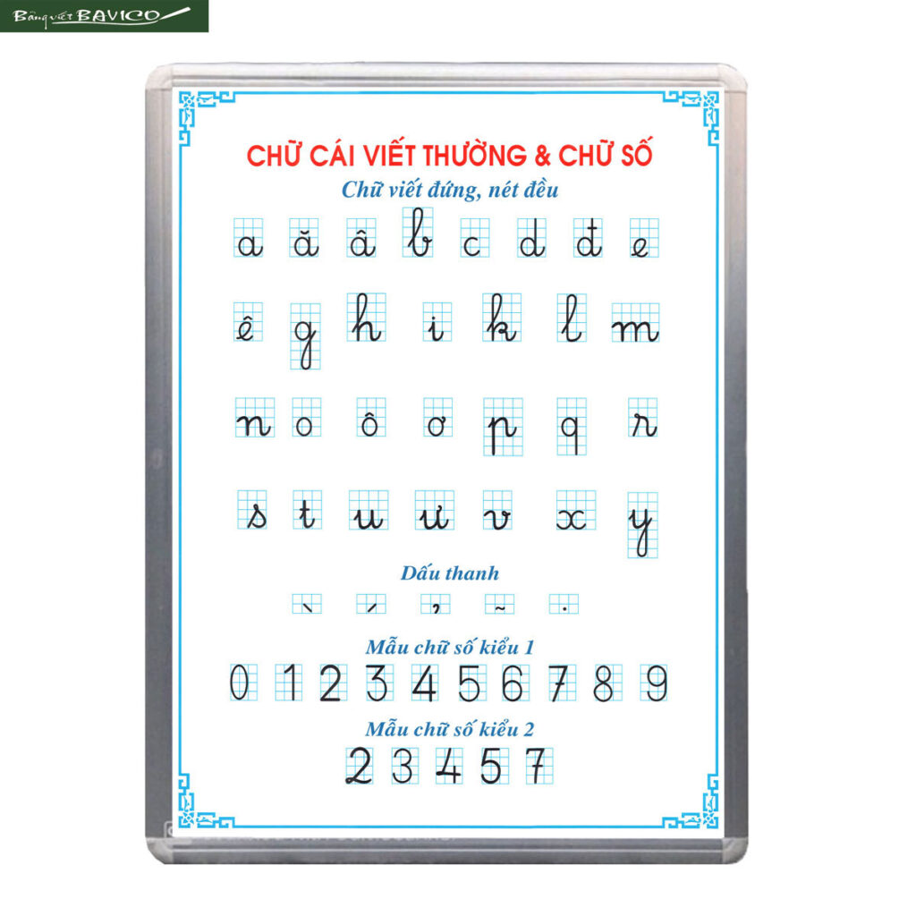 Bảng chữ cái mẫu viết thường và viết hoa tiểu học - Bảng Viết Bavico