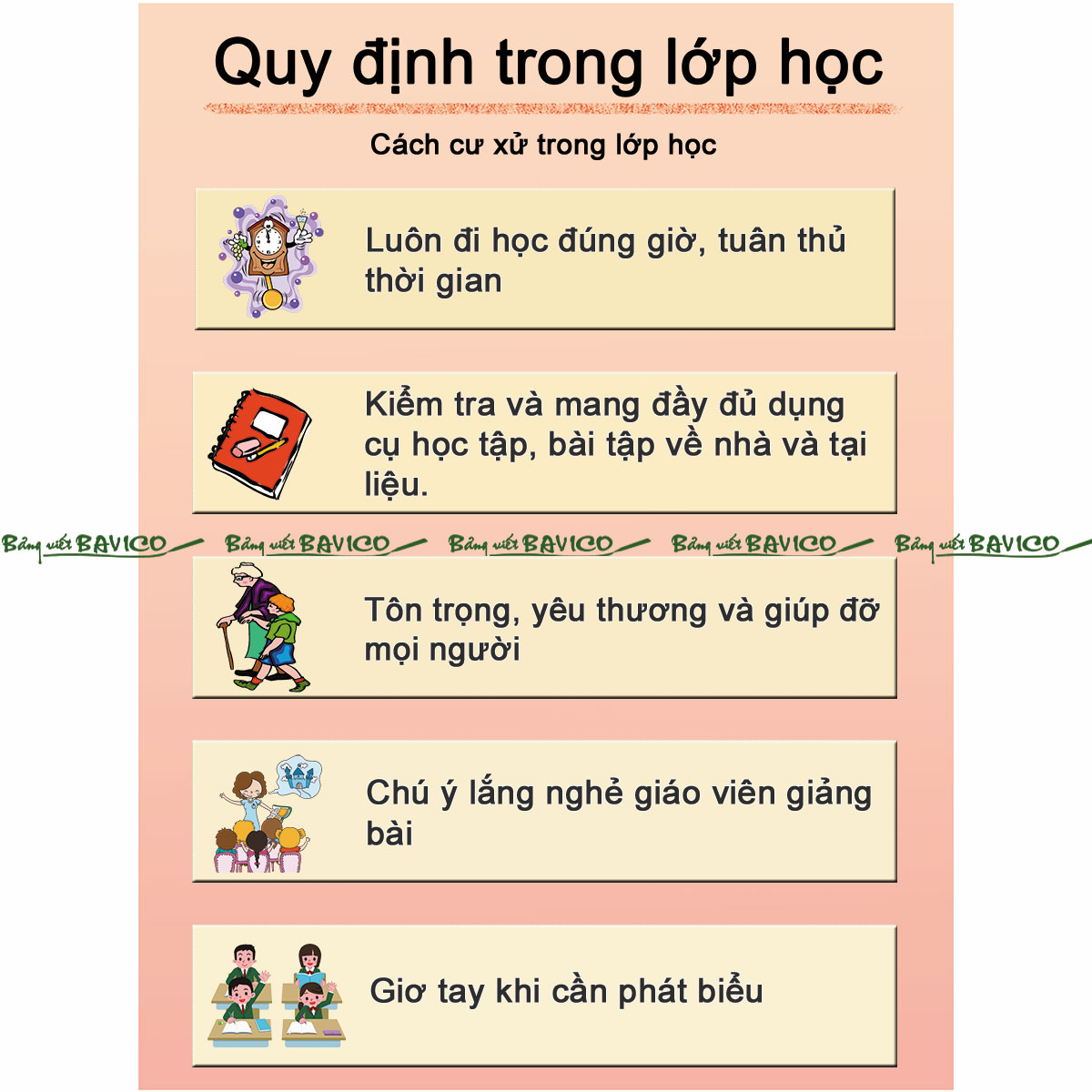 Bảng nội quy học sinh viền khung nhôm đẹp nhất