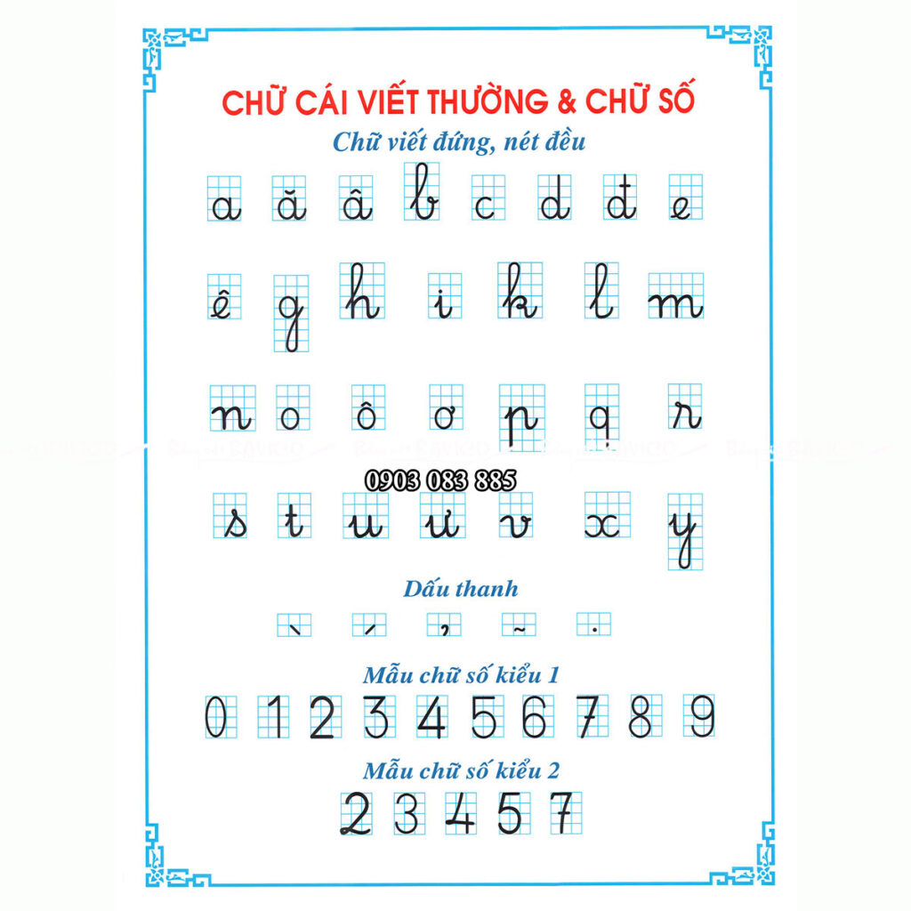 Bảng chữ cái tiếng Việt - Bảng Viết Bavico