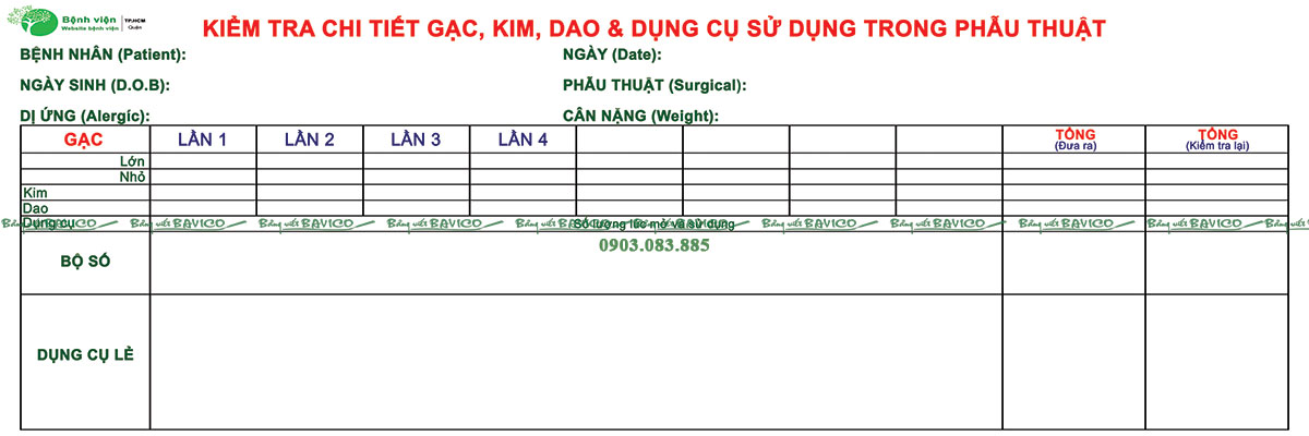 bảng bệnh viện - phòng khám - nhà ******* in pp